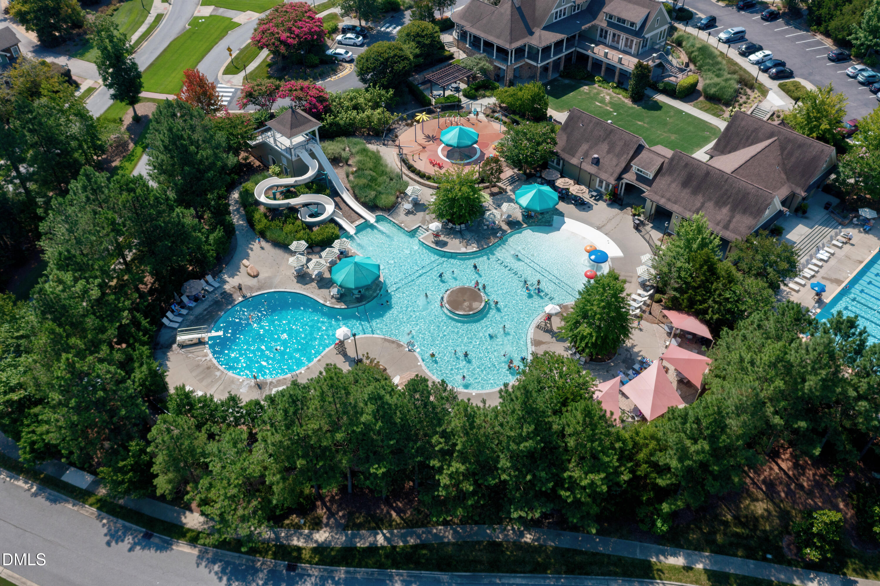 2025 Great Ridge Parkway Chapel Hill, NC 27516 - Photo 60 of 61 an aerial view of residential house with outdoor space and swimming pool