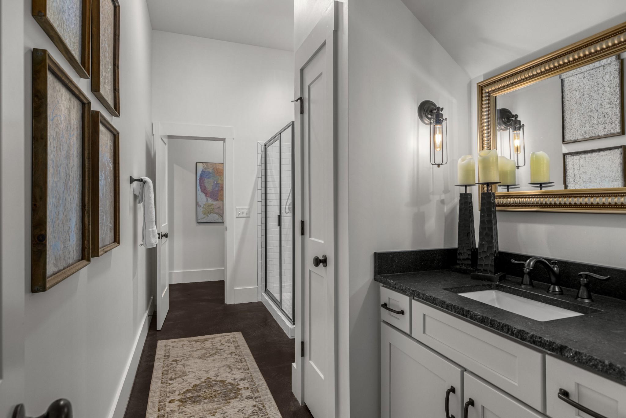 919 High Point Ridge Road Franklin, TN 37069 - Photo 34 of 53 a bathroom with a granite countertop sink and a mirror