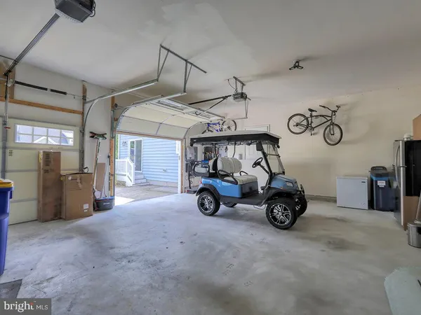 a view of a garage with furniture