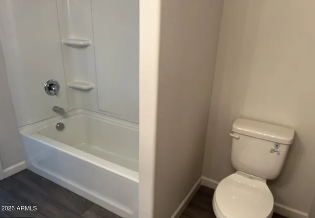 a bathroom with a toilet and a bathtub