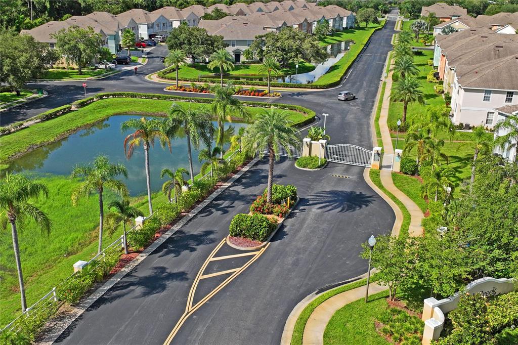8604 Great Egret Trace New Port Richey, FL 34653 - Photo 52 of 55 an aerial view of a swimming pool with a yard and plants