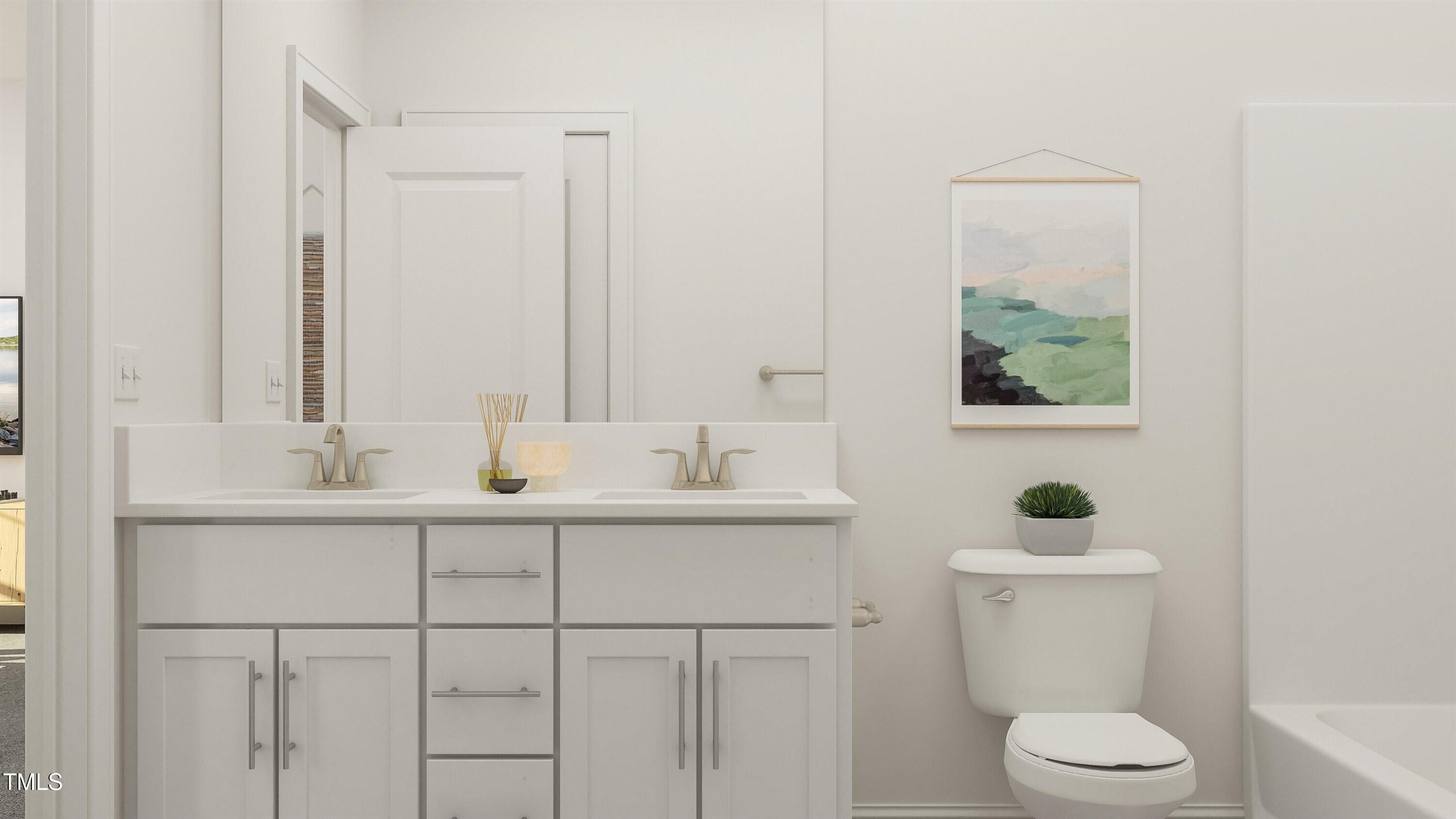 336 Calvander Lane Apex, NC 27539 - Photo 5 of 38 a bathroom with a sink a toilet and mirror