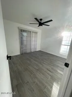 an empty room with windows