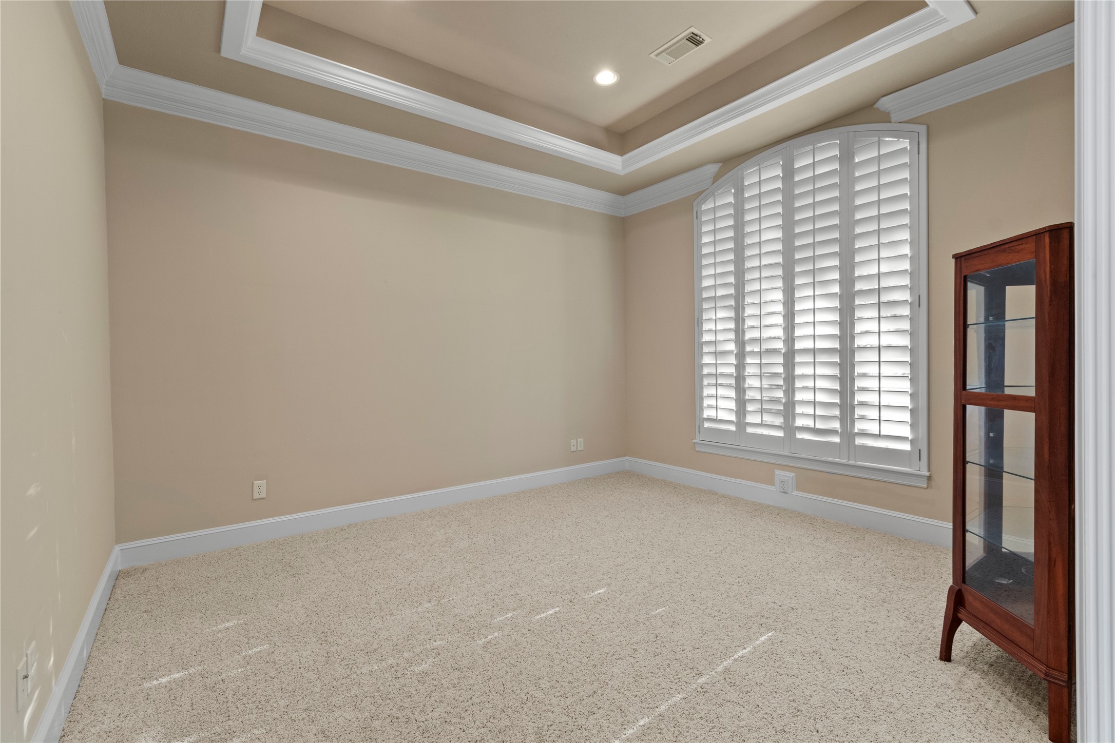 16626 Lafone Drive Spring, TX 77379 - Photo 12 of 42 A formal living room to the right of the front door. Plantation Shutters. Tray Ceiling. Natural light. Could be a play room, a library, another home office.....