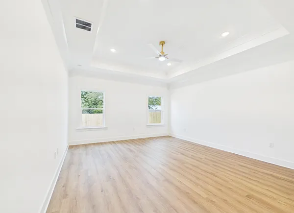 a view of an empty walk in closet
