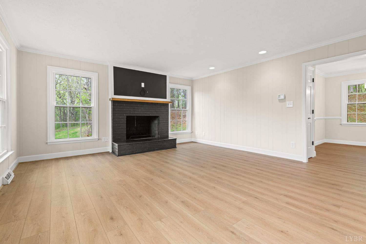 2252 Coffee Road Lynchburg, VA 24503 - Photo 48 of 93 an empty room with wooden floor fireplace and windows