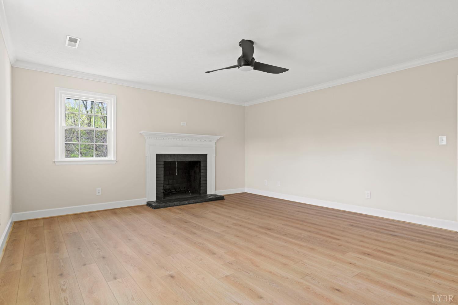 2252 Coffee Road Lynchburg, VA 24503 - Photo 56 of 93 a view of an empty room with wooden floor fireplace and a window