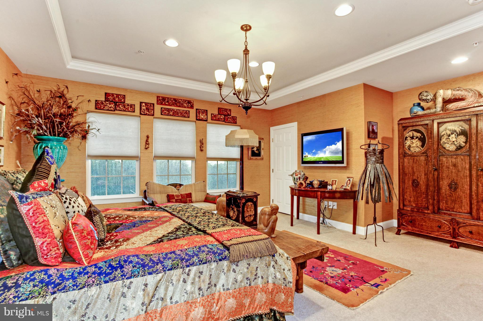 3632 Spring Hollow Lane Frederick, MD 21704 - Photo 30 of 30 a bedroom with furniture a chandelier and a flat screen tv
