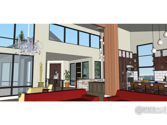 a living room with furniture a flat screen tv and floor to ceiling window