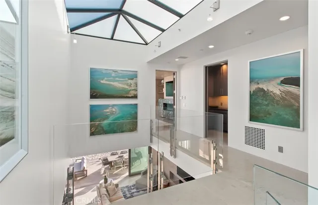 a living room with a large window