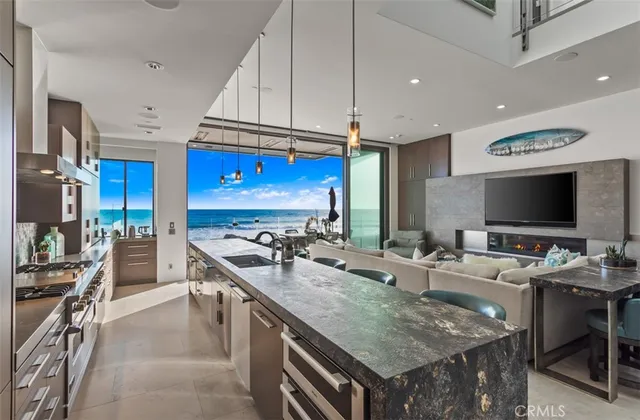 a kitchen with lots of counter top space