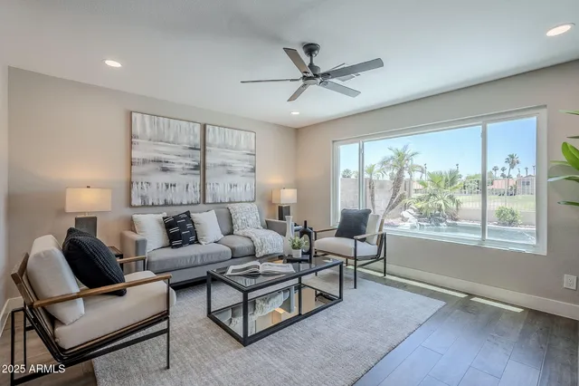 a living room with furniture