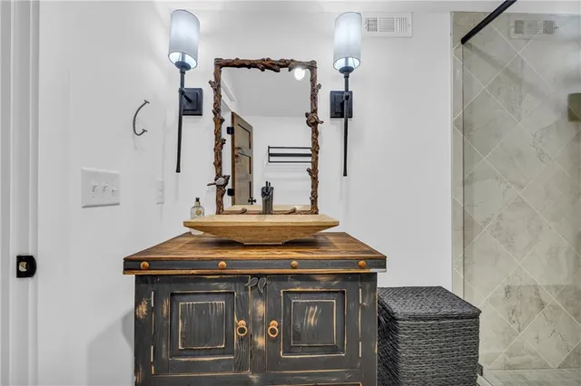 a view of a balcony with lake view