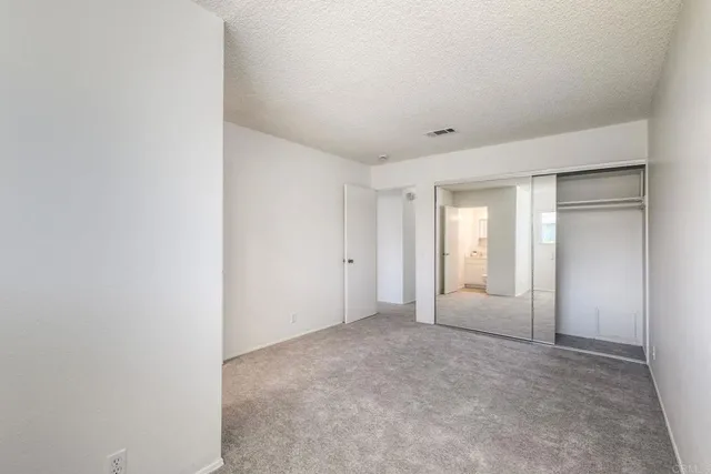 an empty room with a garage