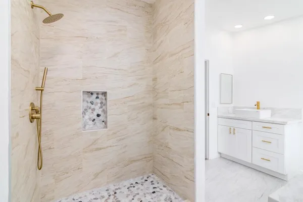 a bathroom with a shower