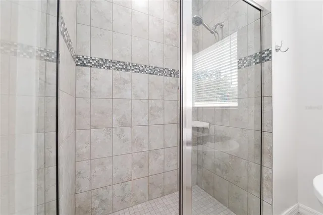 a view of a lake with a garden