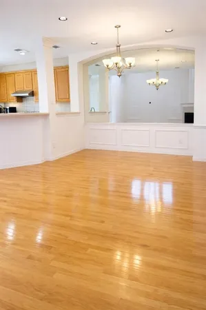 a view of a living room with a large pool