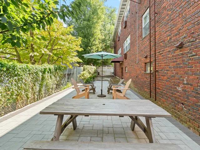 a deck view with a seating space