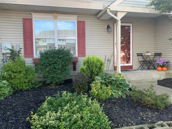 a view of a house with potted plants
