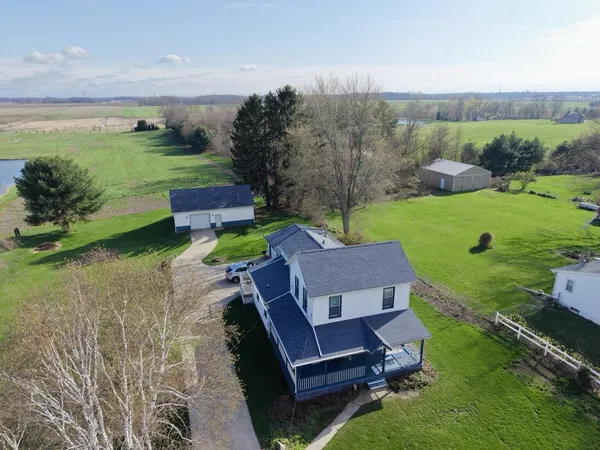 an aerial view of a house