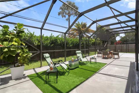 a view of a building with a patio