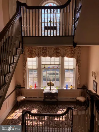 a living room with large window