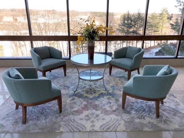 804 Ferncroft Tower, Unit 804 Middleton, MA 01949 - Photo 4 of 33 a living room with furniture and a floor to ceiling window