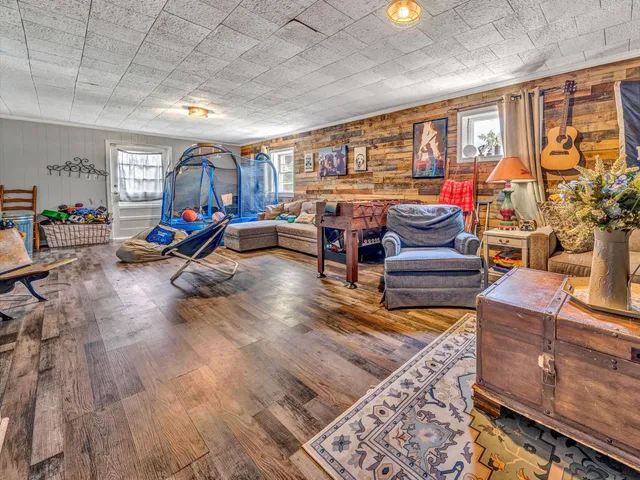 a living room filled with furniture