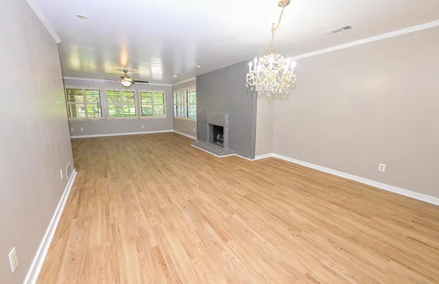 a view of a livingroom with a chandelier