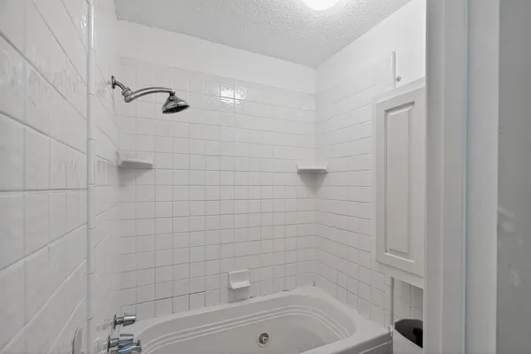 a bathroom with a bathtub