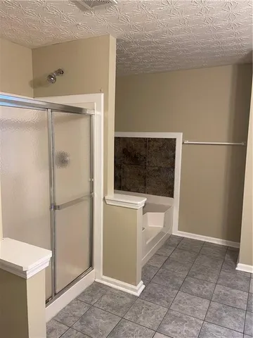 a bathroom with a bathtub