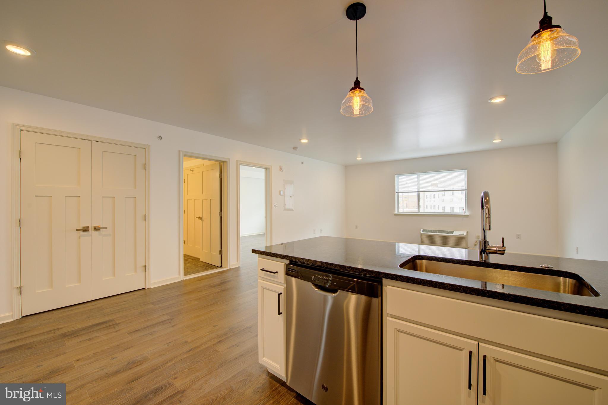 6649 Ridge Avenue, Unit B201 Philadelphia, PA 19128 - Photo 3 of 12 a kitchen with a sink and a wooden floor
