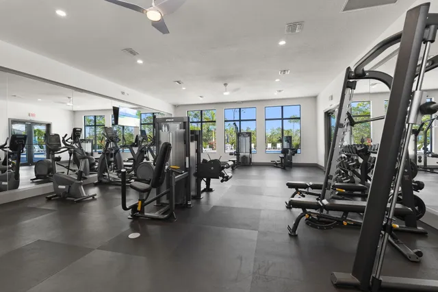 a view of a room with gym equipment