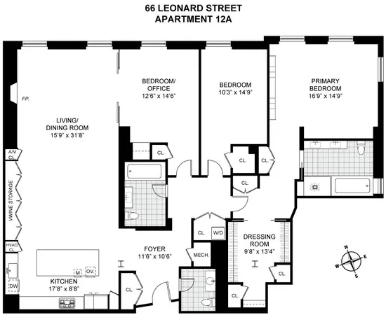 $6,450,000 | 66 Leonard Street, Unit 12A | TriBeCa