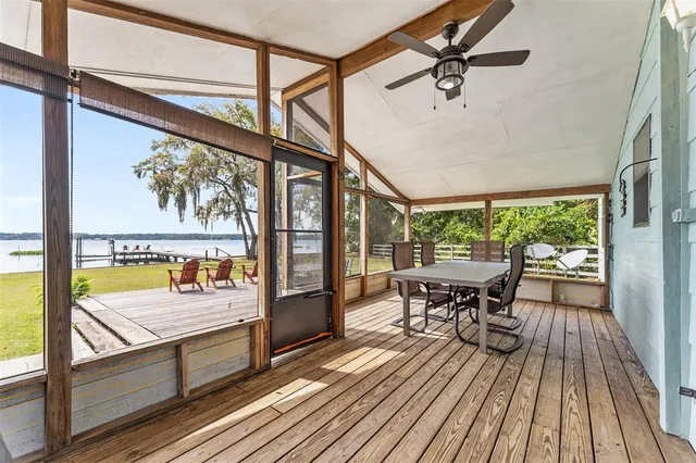 a view of balcony with furniture