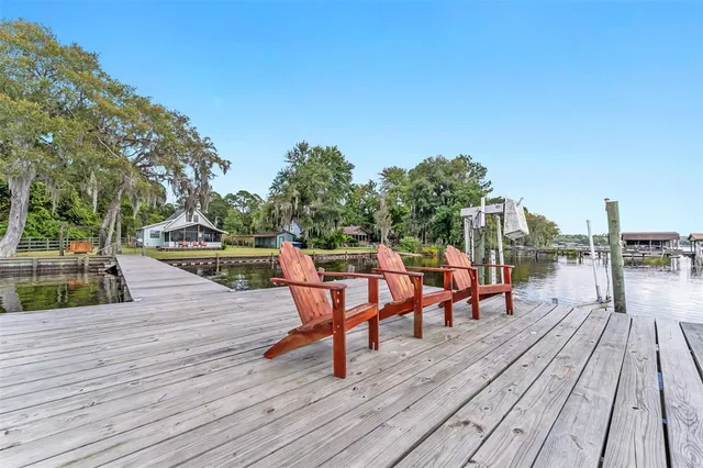 a deck view with a seating space