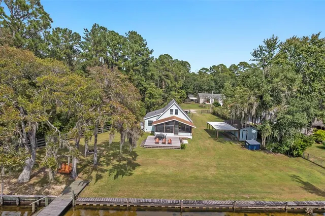a small pool with a yard