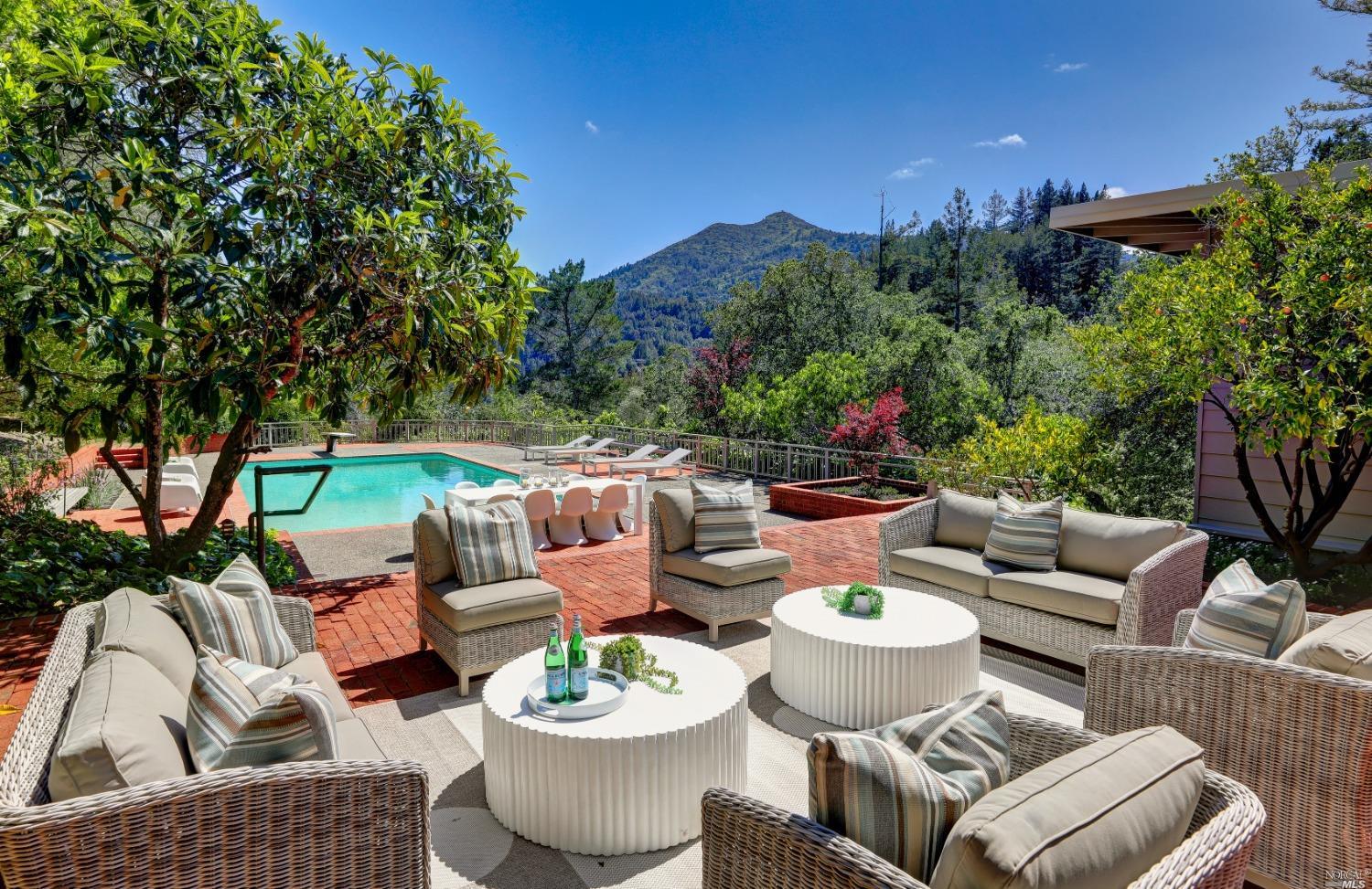 a outdoor space with furniture and garden view