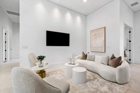 a view of kitchen with dining area