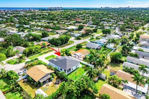 an aerial view of a house