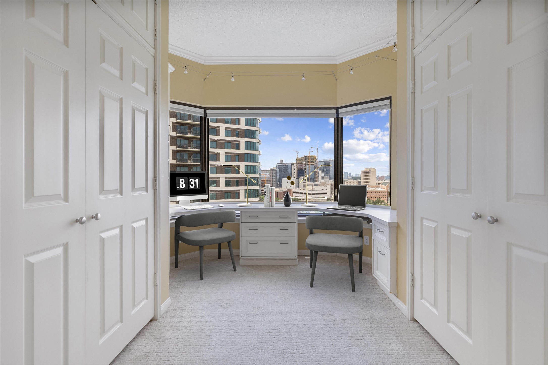 2001 Holcombe Boulevard, Unit 1801 Houston, TX 77030 - Photo 13 of 31 Home office featuring city views, enhanced by virtual staging.