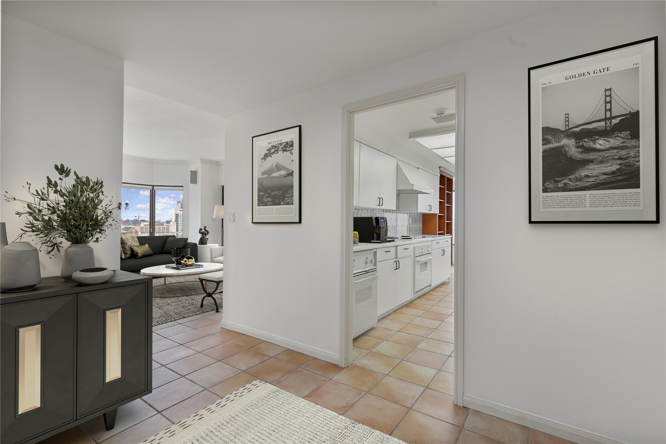 2001 Holcombe Boulevard, Unit 1801 Houston, TX 77030 - Photo 10 of 31 a kitchen with stainless steel appliances kitchen island granite countertop a refrigerator and a stove