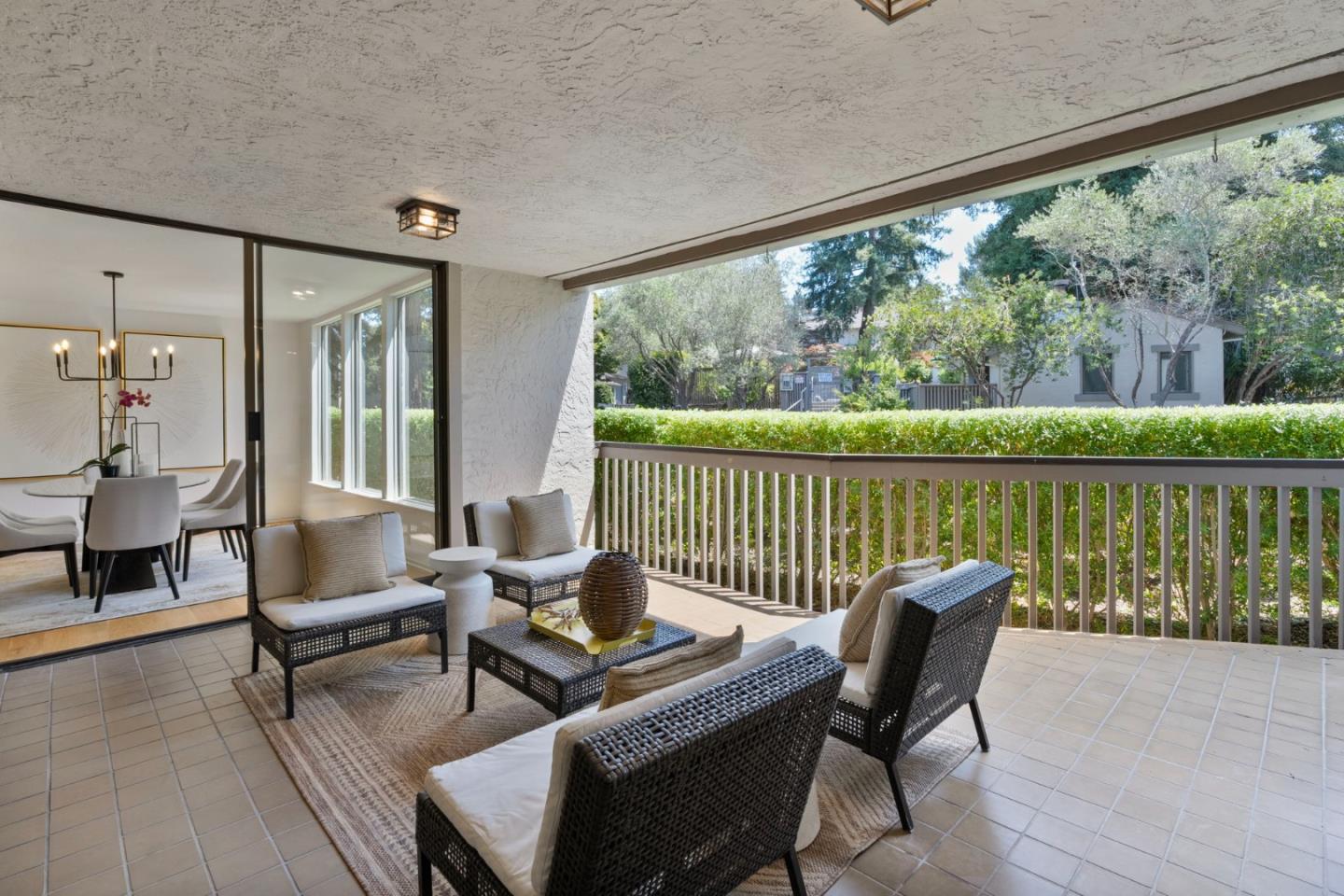 300 Sand Hill Circle, Unit 101 Menlo Park, CA 94025 - Photo 6 of 47 a outdoor living space with furniture and a garden