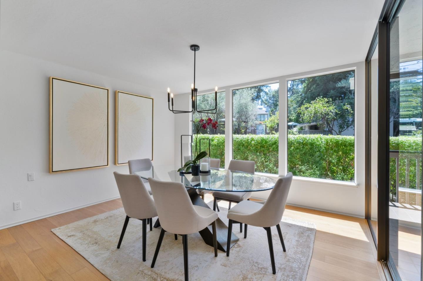 300 Sand Hill Circle, Unit 101 Menlo Park, CA 94025 - Photo 9 of 47 a view of a dining room with furniture window and outside view