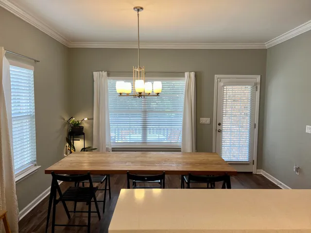 a view of kitchen island with furniture and window