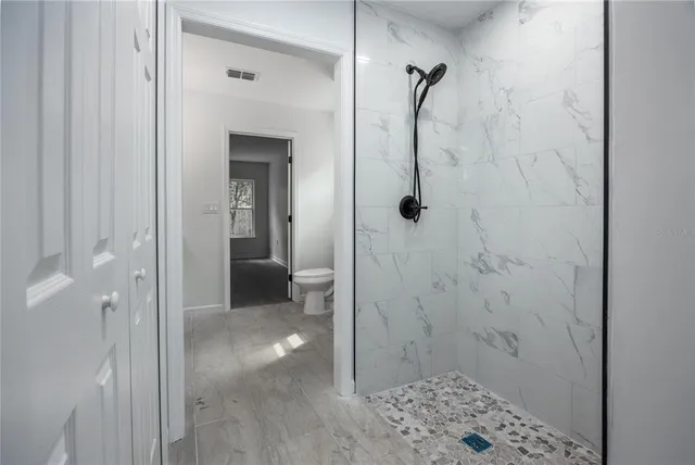 a bathroom with a shower