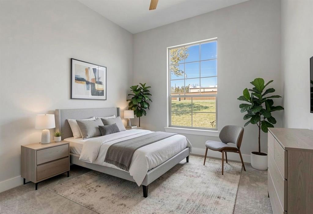108 Winding Way Azle, TX 76020 - Photo 18 of 39 Bedroom featuring light carpet and ceiling fan