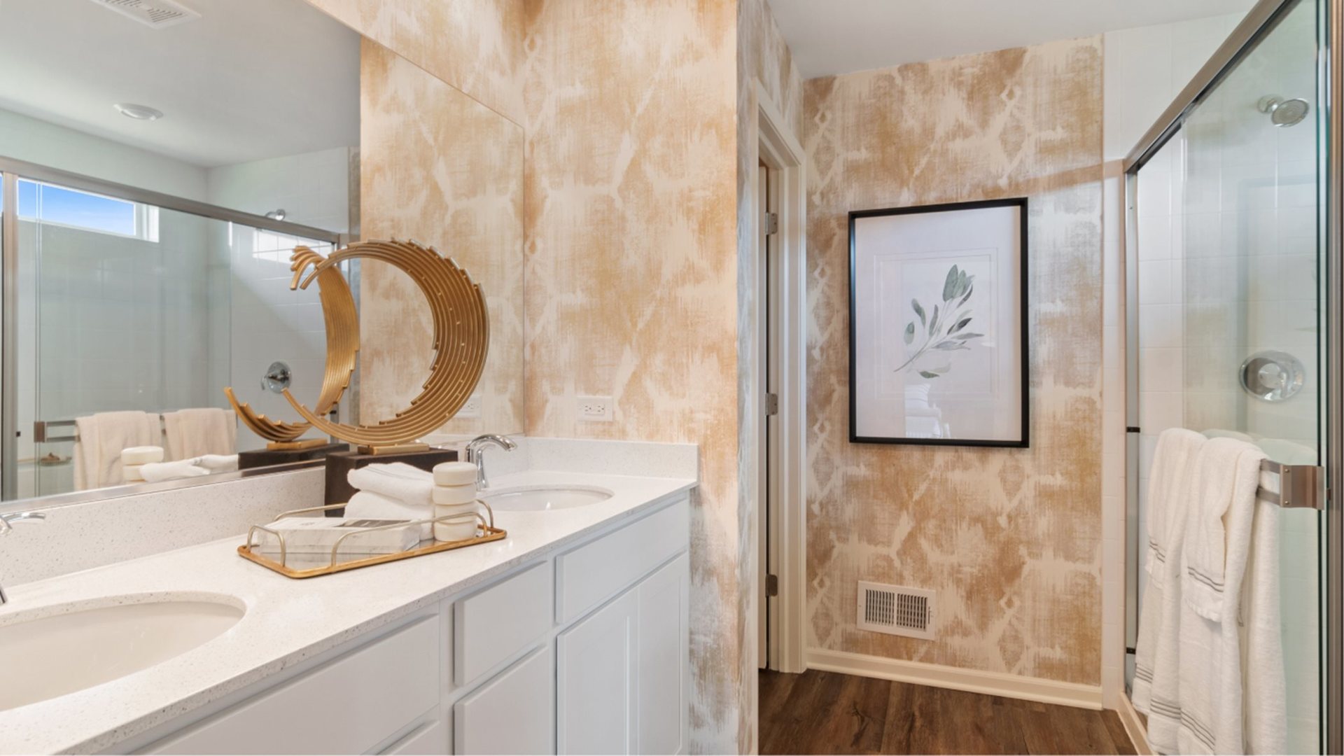 392 Danforth Drive Oswego, IL 60543 - Photo 10 of 14 a bathroom with a sink and a mirror with painted walls