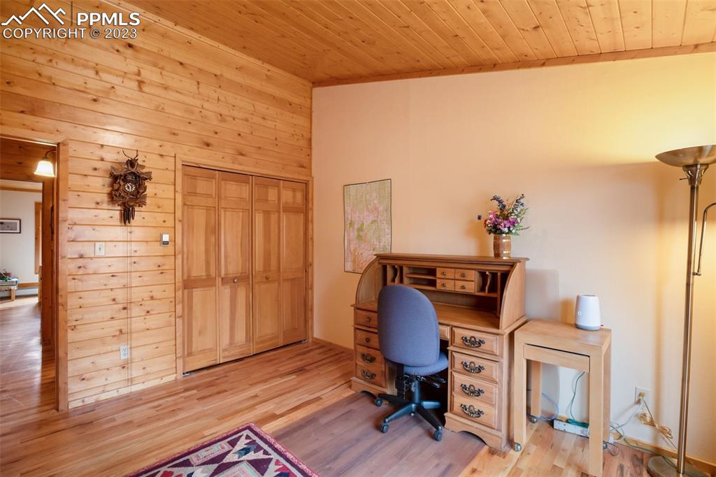 265 Broken Wheel Drive Divide, CO 80814 - Photo 21 of 50 a view of a workspace with furniture and wooden floor