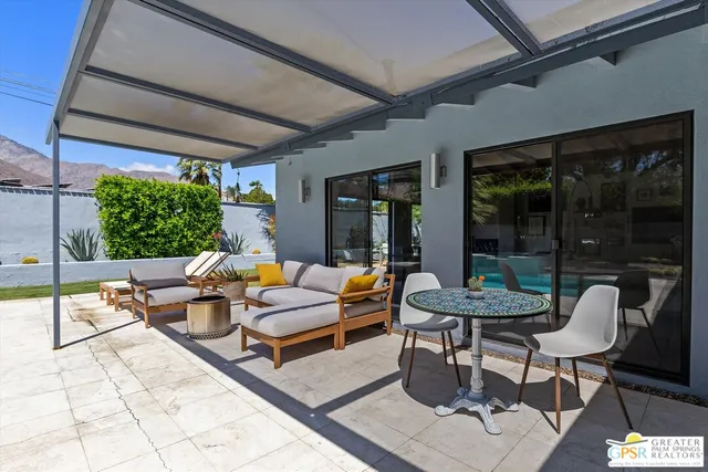 a outdoor space with patio furniture